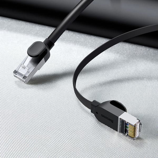 Baseus Cat6 RJ45 1m Flat Ethernet Nätverk Kabel - Svart Black