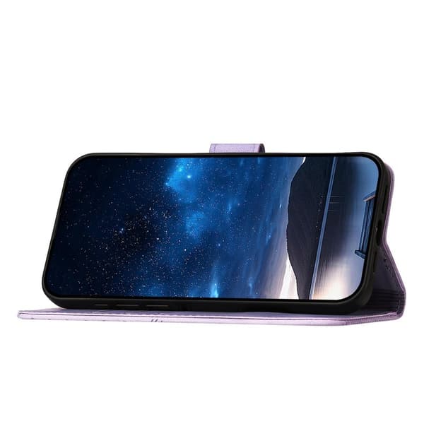 Samsung Galaxy S26 Pro Plånboksfodral Konstläder Blomma Prägling - Lila