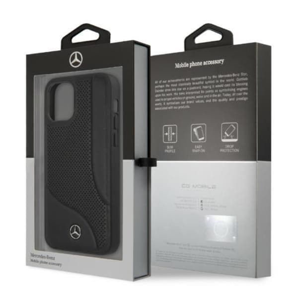 Mercedes iPhone 12 Pro Max -nahkakotelo - Musta Black