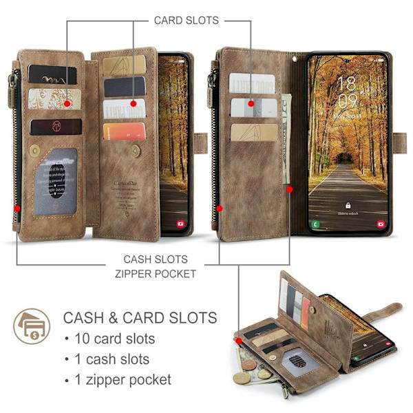 CASEME Konstläder Plånboksfodral för Samsung Galaxy S25 Edge - Brun
