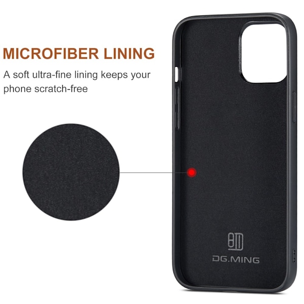 DG.MING iPhone 12 Pro Max Tri-fold Wallet Med Kickstand - Coffee
