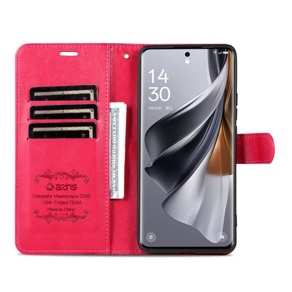 AZNS Samsung Galaxy S26 Plus Plånboksfodral Konstläder Ställ - Röd