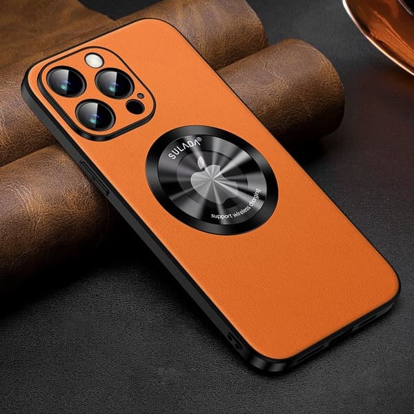 SULADA Mobilskal till iPhone 13 Pro Max i PU Läder med MagSafe - Orange