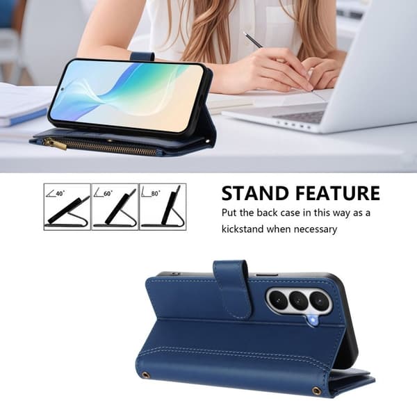 Samsung Galaxy S26 / S26 Pro Plånboksfodral Konstläder 9 Kortfack - Blå