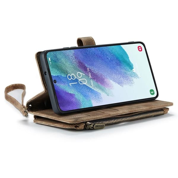 CASEME Konstläder Plånboksfodral för Samsung Galaxy S21 FE 5G - Brun