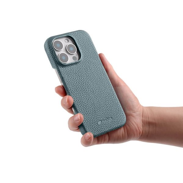 MELKCO Mobilskal till iPhone 16 Pro Max Äkta Läder PC Blå