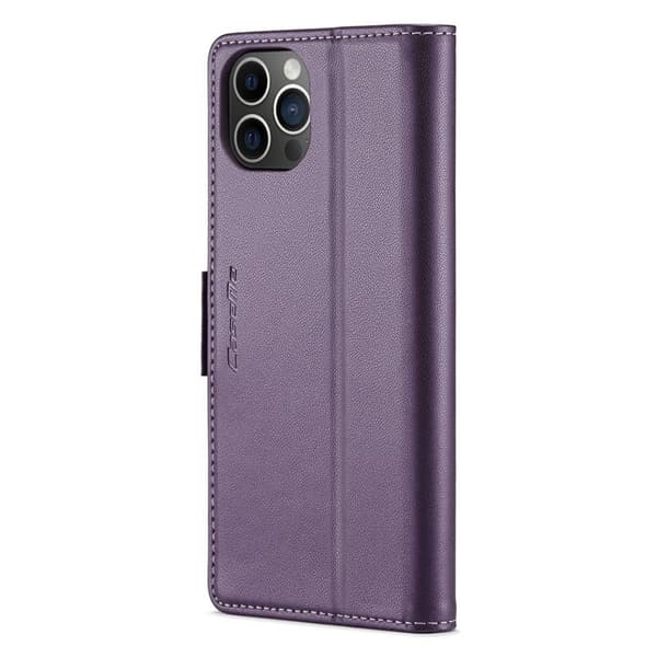 CASEME iPhone 12 Pro Max Plånboksfodral Konstläder RFID-Skydd Lila