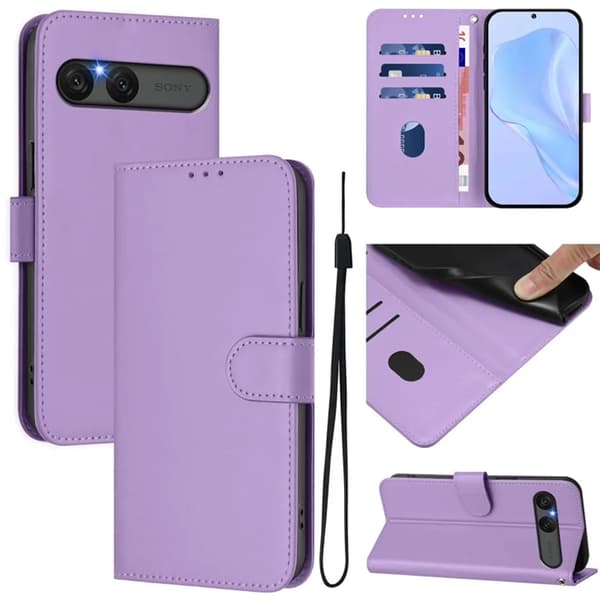 Sony Xperia 10 VII Plånboksfodral Solid color Konstläder - Lavender Lila