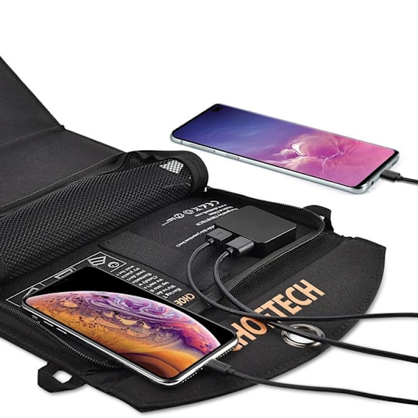 Choetech Foldable 2x USB Solladdare 19W - Svart Svart