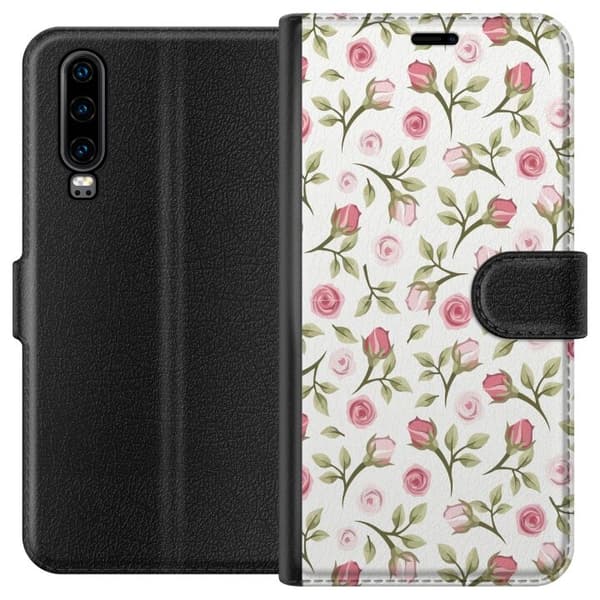 Plånboksfodral till Huawei P30 med Blommigt
