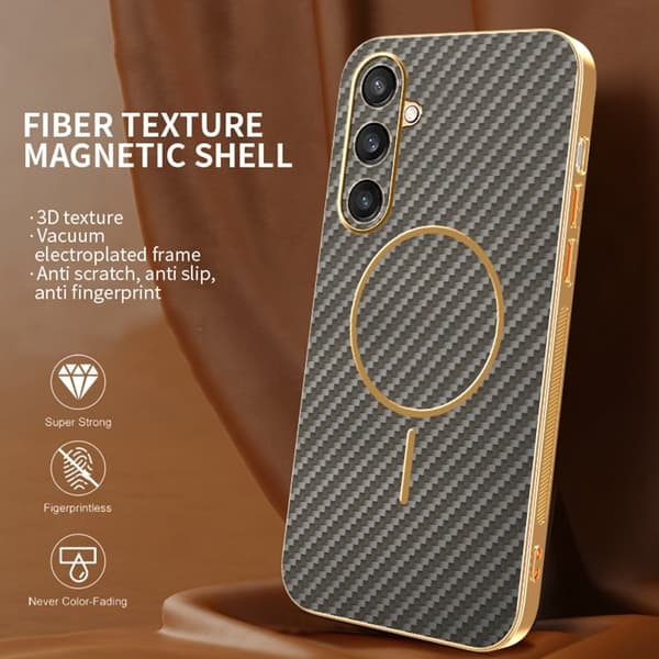 Mobilskal till Samsung Galaxy S26 Kolfiber Texturerad TPU - Brun