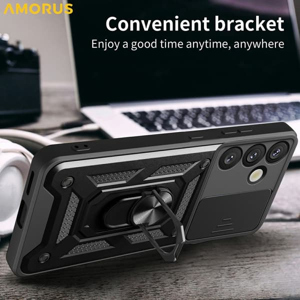 Amorus Mobilskal för Samsung Galaxy S26 Plus Kickstand PC + TPU - Blå