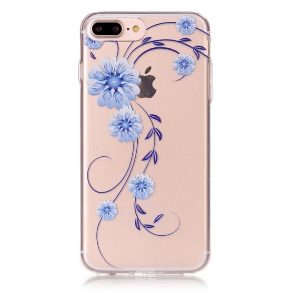 TPU Mobilskal iPhone 7 Plus - Blåa Blommor Blå