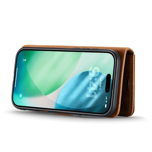 DG.MING iPhone Air Plånboksfodral Äkta Läder Avtagbart - Brun