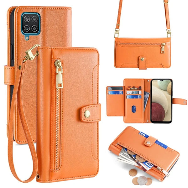 Galaxy A12 Plånboksfodral Konstläder - Orange Orange