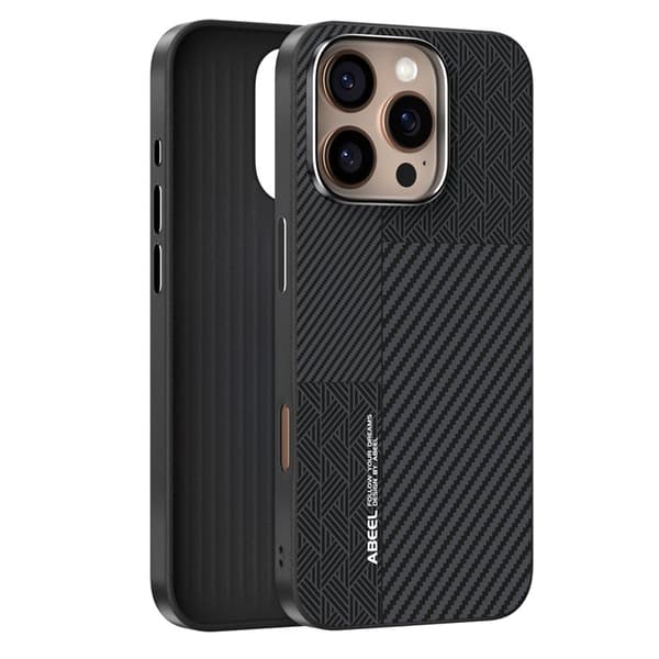ABEEL Mobilskal till iPhone 16 Pro Max PC TPU Aluminium PU Läder Textur 1
