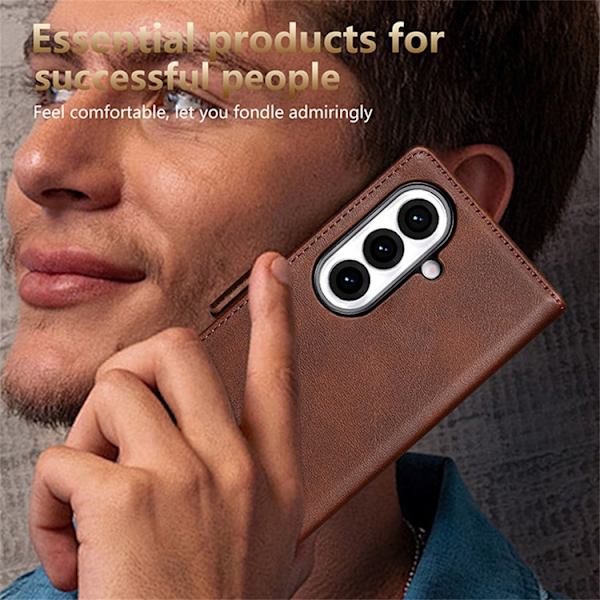 AZNS Galaxy Z Fold 7 Plånboksfodral Cowhide Läder - Grön Grön