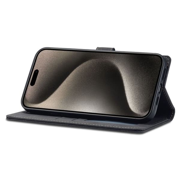 FORWENW F1 Series iPhone 15 Pro Max Plånboksfodral Konstläder - Svart