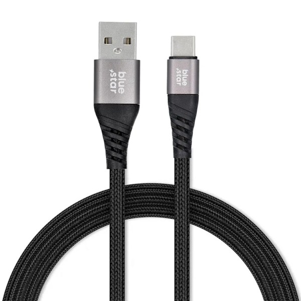 Blue Star USB-C till USB-A kabel 1.2m - Svart