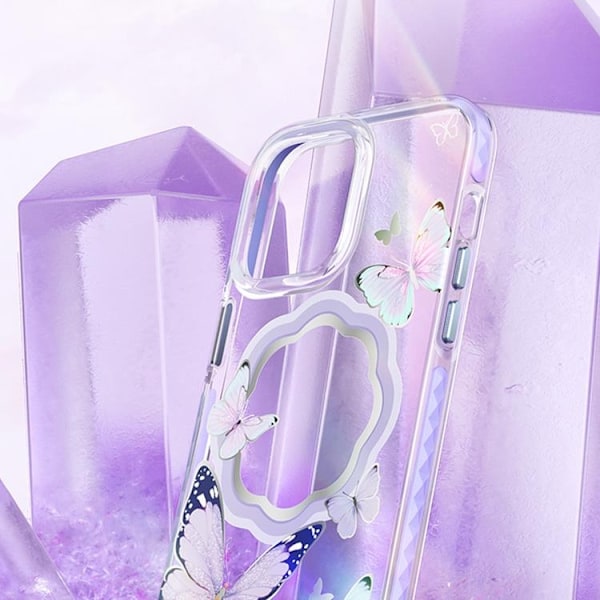 Kingxbar iPhone 14 Plus Skal Magsafe Butterfly - Rosa