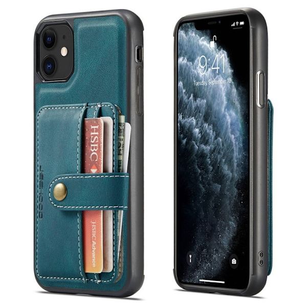 JEEHOOD Mobilskal till iPhone 11 Shockproof Wallet RFID-Skydd Blå