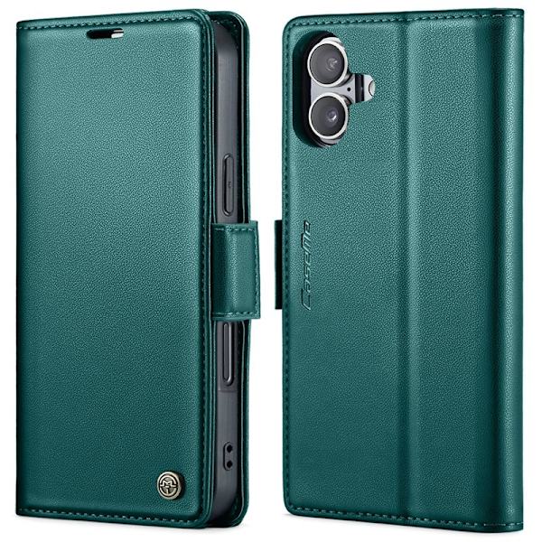 CASEME iPhone 16 Plus Plånboksfodral Konstläder RFID-Skydd Grön
