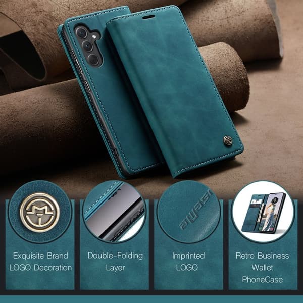 CASEME 013 Series Konstläder Plånboksfodral för Samsung Galaxy A36 5G - Blå