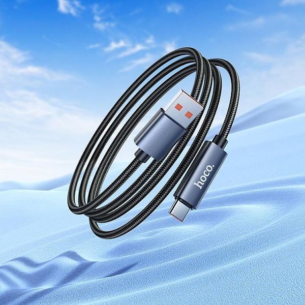 HOCO USB-A til USB-C Kabel 5A 1m med Skærm X112 - Sort Svart