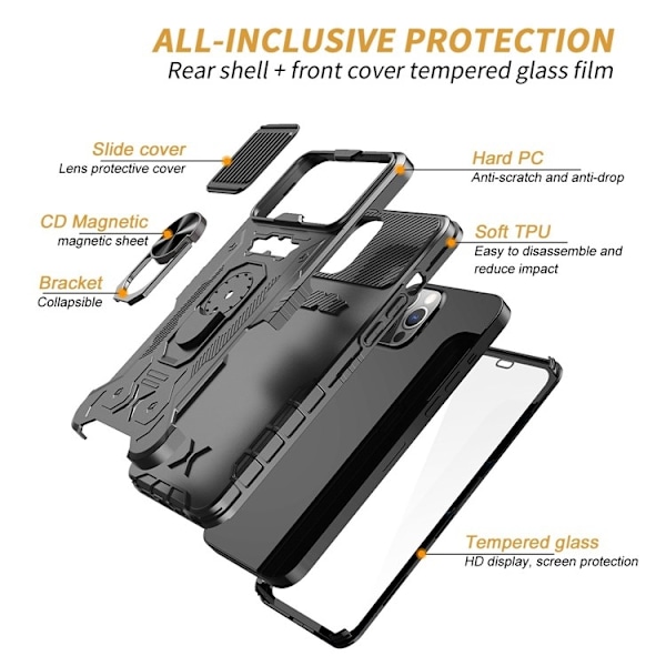 iPhone 14 Pro Skal Ringhållare Kickstand - Svart Svart