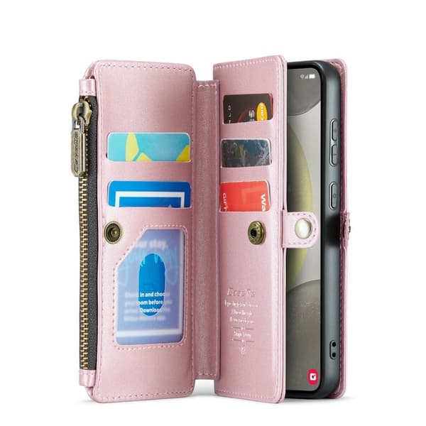 CASEME Plånboksfodral Konstläder för Samsung Galaxy S25 - Rosa