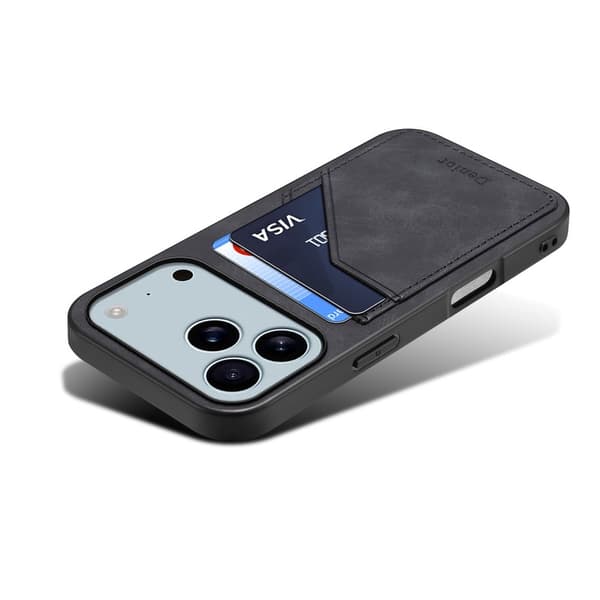 DENIOR Mobilskal till iPhone 17 Pro Max PU Läder + TPU + PC - Svart
