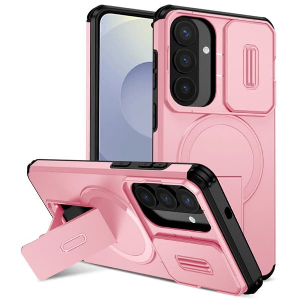 Mobilskal för Samsung Galaxy S26 Plus Magnetiskt Kickstand PC + TPU - Rosa
