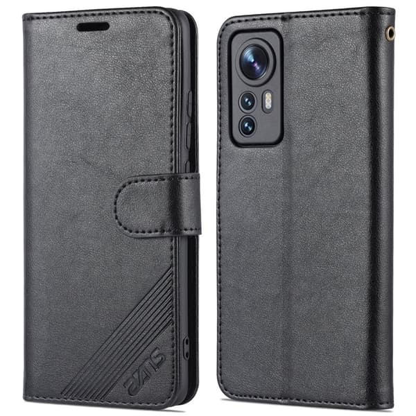 AZNS Xiaomi 12 5G Plånboksfodral Konstläder - Svart
