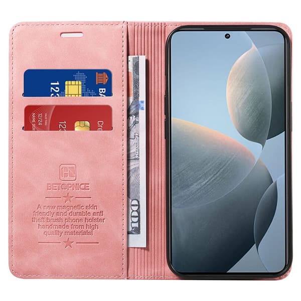 BETOPNICE 003 för Xiaomi 14T Plånboksfodral i Konstläder - Rosa