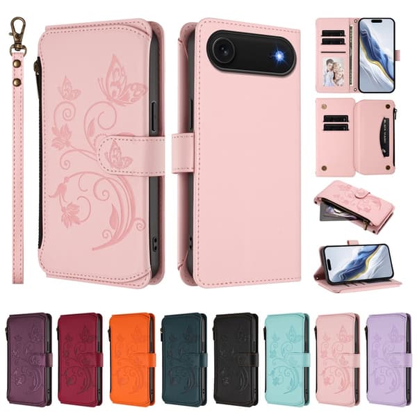 iPhone Air Plånboksfodral Butterfly Floral Imprint - Rosa Rosa