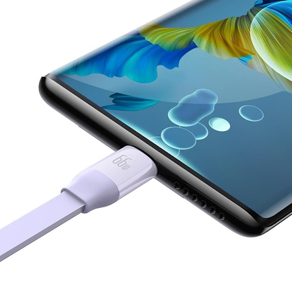 Baseus Retractable 3in1 microUSB/Lightning/Typ-C 66W 1.1m - Lila