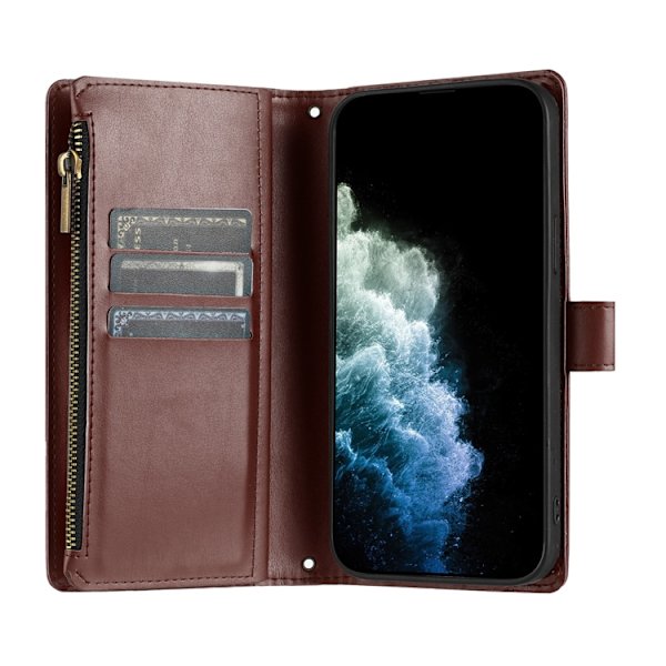 OnePlus 15 5G Konstläder Plånboksfodral Zipper Shockproof Brun