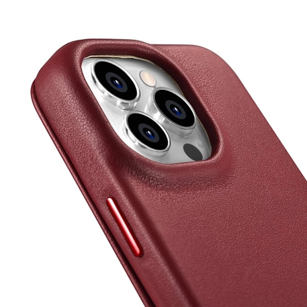 iCarer iPhone 14 Pro Plånboksfodral Magsafe CE Läder - Röd
