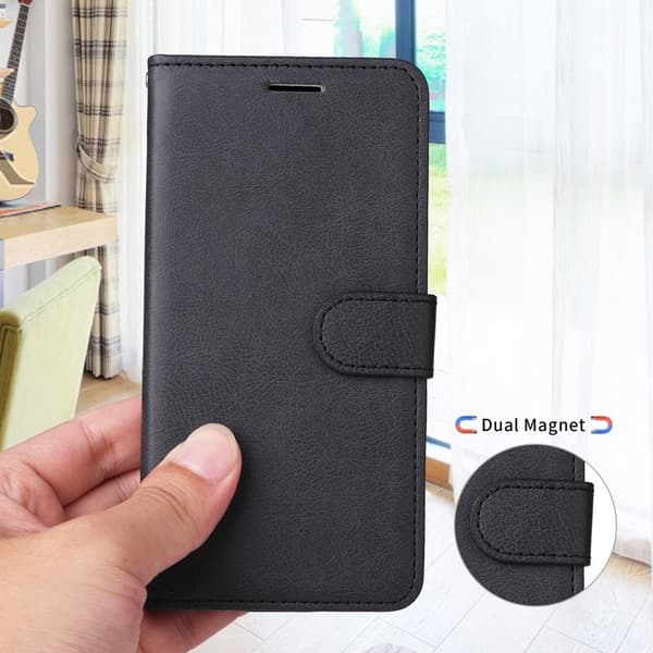 Samsung Galaxy S26 Plus Plånboksfodral Konstläder Med Rem - Svart