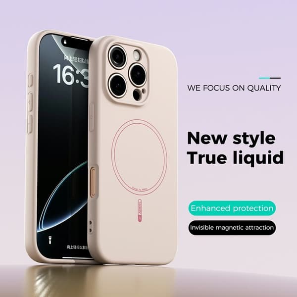 ABEEL Mobilskal till iPhone 16 Pro Max MagSafe Liquid Silicone Beige