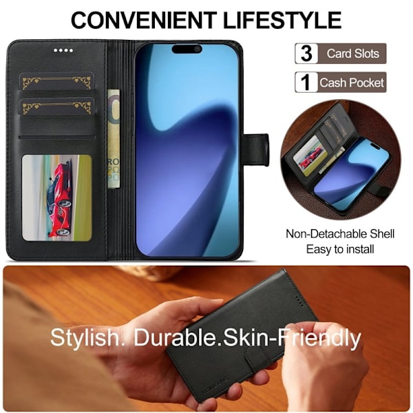 LC.IMEEKE iPhone Air Plånboksfodral Konstläder - Svart