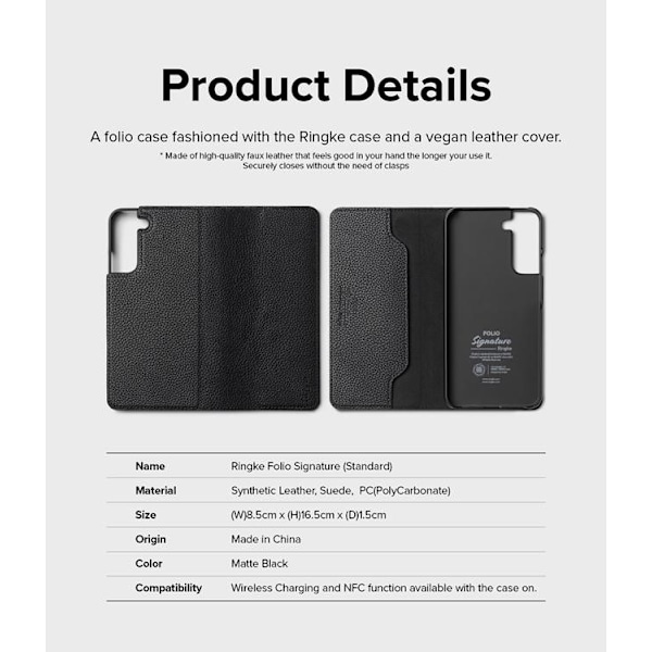 Ringke Folio Signature Flip Läder Fodral Galaxy S22 Plus - Svart