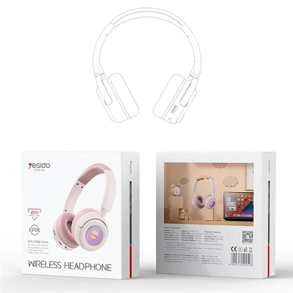 YESIDO Trådlösa Hörlurar Bluetooth Barn Stereo EP06 Svart