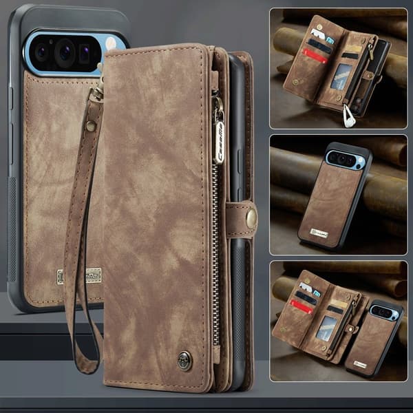 CASEME Plånboksfodral Konstläder till Google Pixel 9 Pro XL - Brun