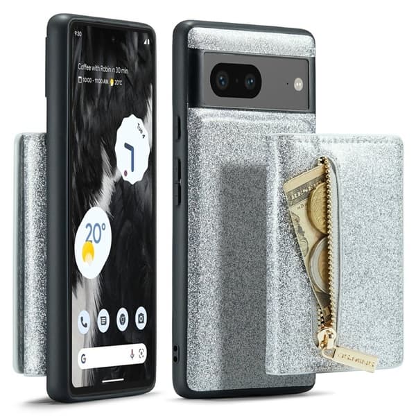 DG.MING M3 Series Mobilskal till Google Pixel 7 5G Silver Glitter Bling