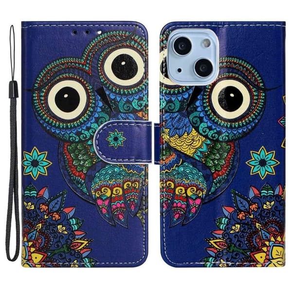 iPhone 14 Plus Plånboksfodral Folio Flip - Owl Flerfärgad