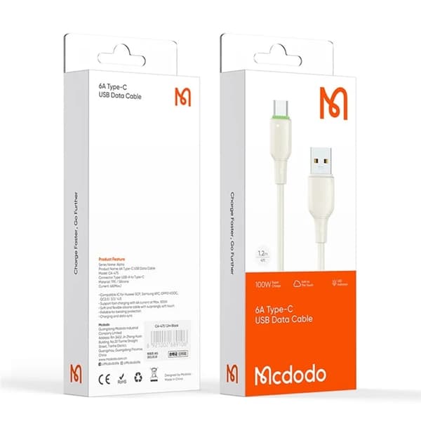 MCDODO USB-A - USB-C 6A Kabel 1.2M CA-475 Alpha - Beige Beige