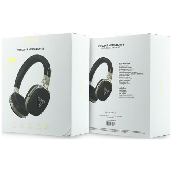 Guess On-Ear Hörlurar Bluetooth ENC Metal Grained Triangle Logo - Svart
