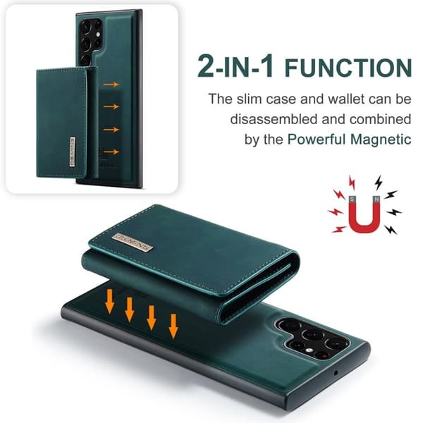DG.MING M1 Konstläder Plånboksfodral för Samsung Galaxy S23 Ultra - Grön