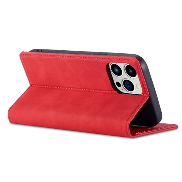 LC.IMEEKE iPhone 14 Pro Max Plånboksfodral Konstläder - Röd